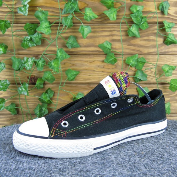 Converse Sneaker  Girl Y 5 Medium Athletic Black Fabric Lace Up - Picture 1 of 7